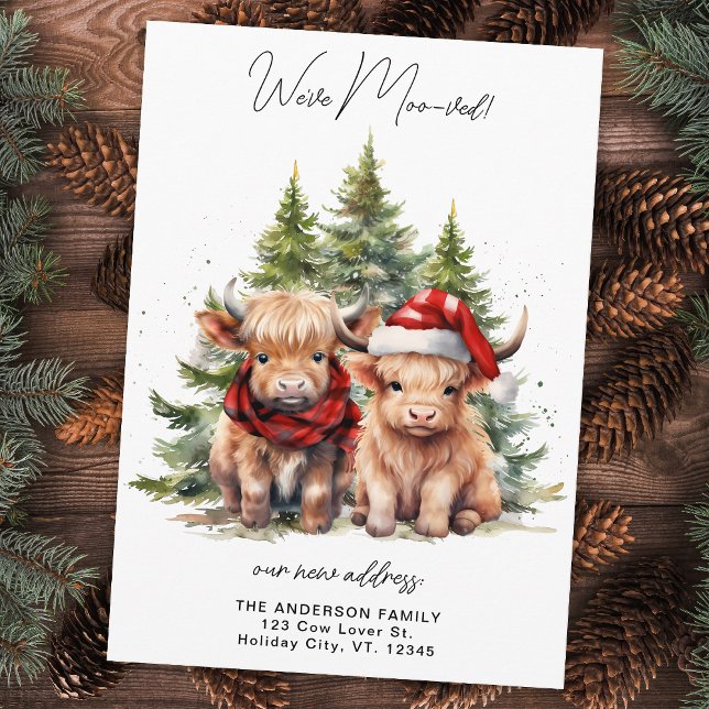 Cozy Highland Cow New Address Farm Holiday Moving Announcement (Creator Uploaded)