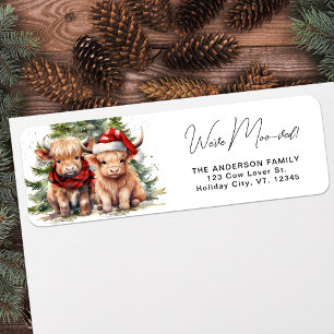 Cozy Highland Cow Return Address Holiday Moving Label