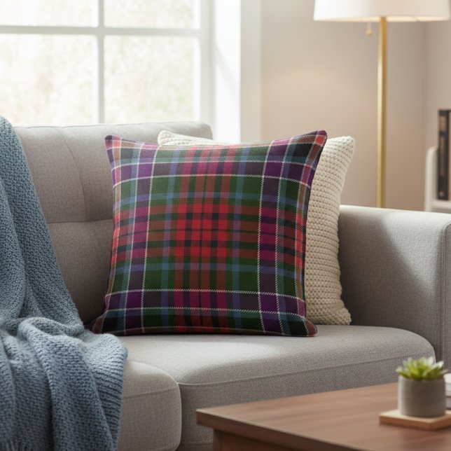 Cozy Highland Plaid - Rustic Red & Green Tartan Throw Pillow (Creator Uploaded)