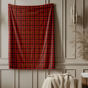 Cozy Holiday Classic Tartan Plaid Red Black Gold Fleece Blanket
