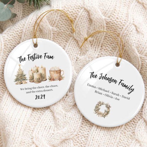 Cozy Holiday Family Group Ceramic Ornament