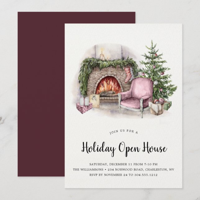 Cozy Holiday Home  Holiday Open House Invitation (Front/Back)
