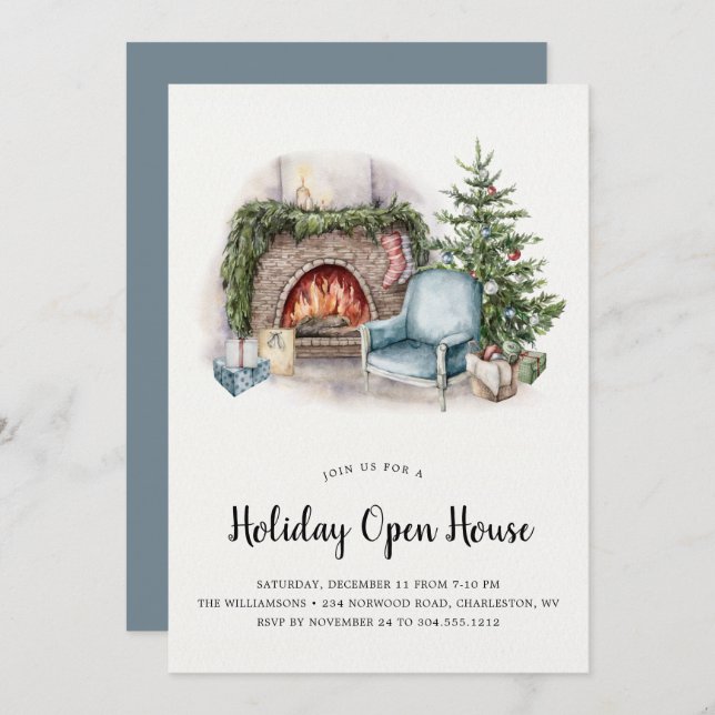 Cozy Holiday Home  Holiday Open House Invitation (Front/Back)
