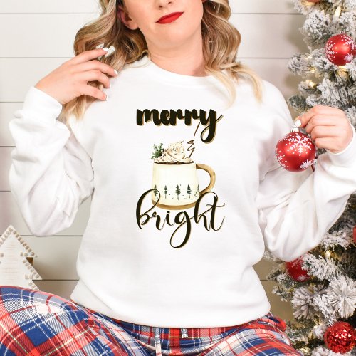 Cozy Holiday Mug Design with Christmas Trees Sweatshirt