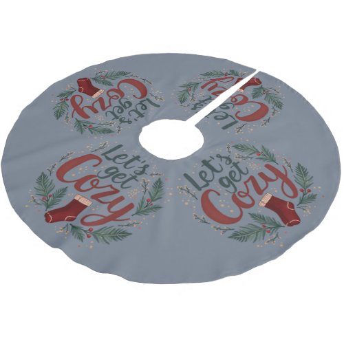 Cozy Holiday Pine Berry Lettering Brushed Polyester Tree Skirt