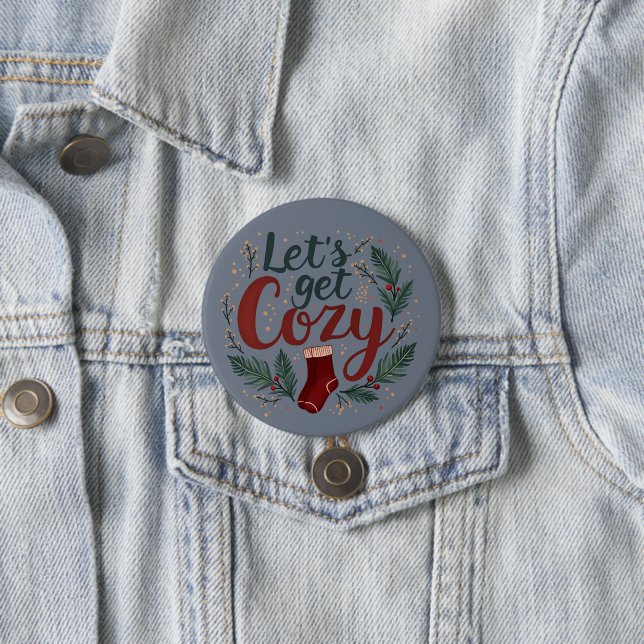Cozy Holiday Pine Berry Lettering Button (In Situ)