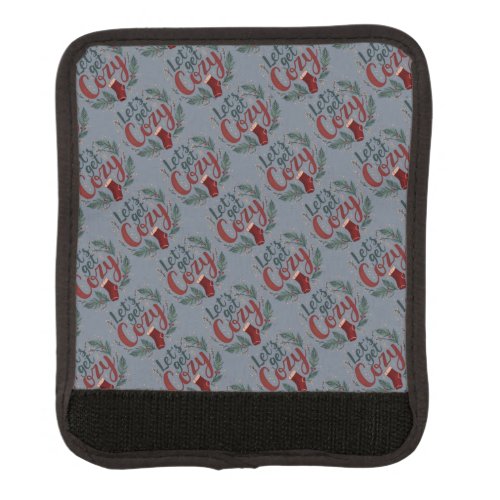 Cozy Holiday Pine Berry Lettering Luggage Handle Wrap