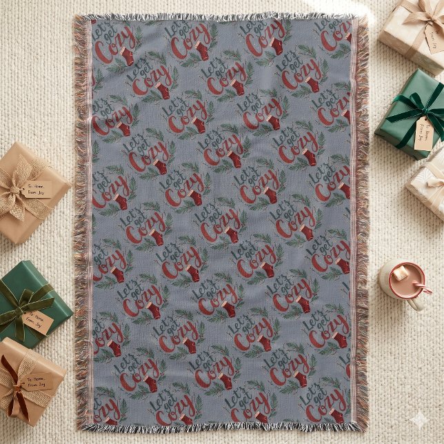 Cozy Holiday Pine Berry Lettering Throw Blanket (Cozy Holiday Pine Berry Lettering Throw Blanket)
