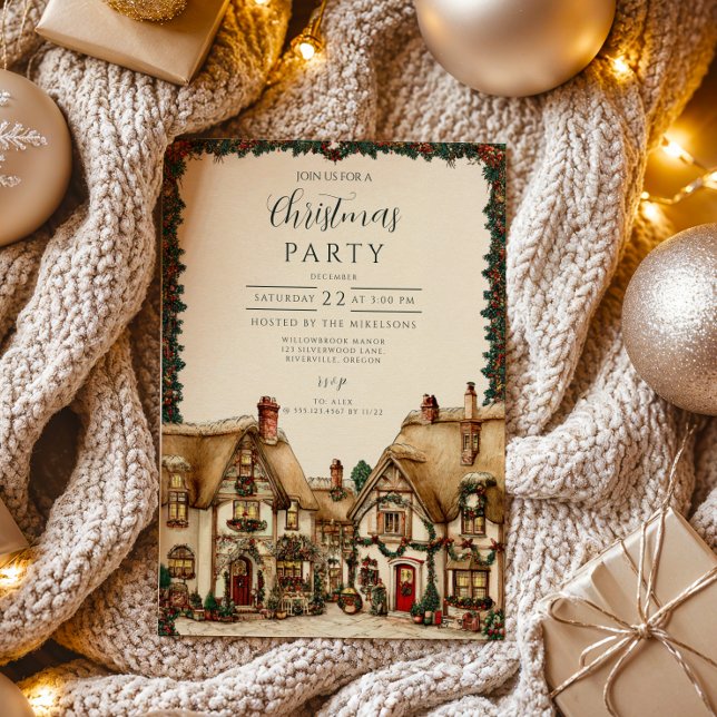 Cozy Holiday Village Christmas Invitation (Creator Uploaded)