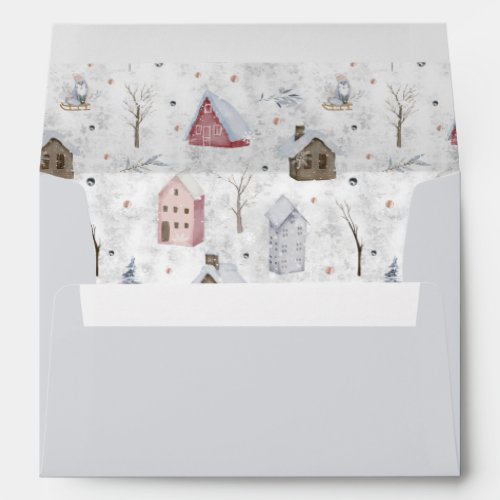Cozy Home Christmas PinkGray ID985 Envelope