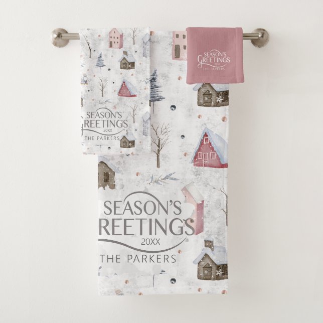 Cozy Home Christmas Pink ID985 Bath Towel Set (Insitu)