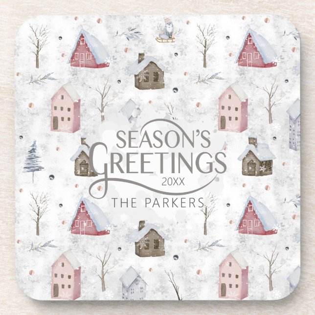Cozy Home Christmas Pink ID985 Beverage Coaster (Front)