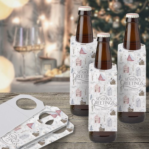 Cozy Home Christmas Pink ID985 Bottle Hanger Tag