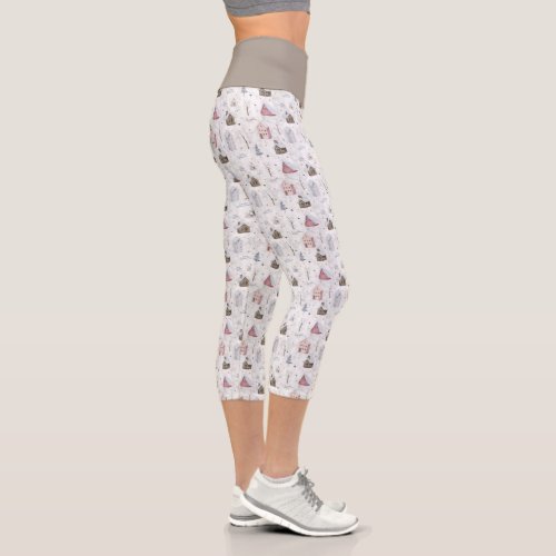 Cozy Home Christmas Pink ID985 Capri Leggings