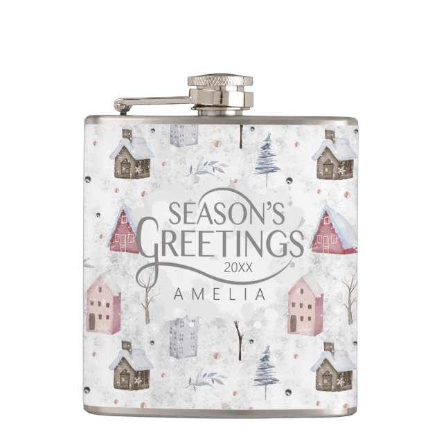 Cozy Home Christmas Pink ID985 Flask (Front)