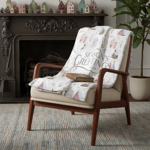 Cozy Home Christmas Pink ID985 Fleece Blanket