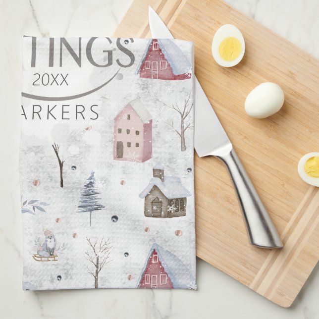 Cozy Home Christmas Pink ID985 Kitchen Towel (Quarter Fold)