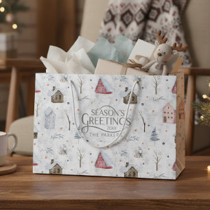 Cozy Home Christmas Pink ID985 Large Gift Bag