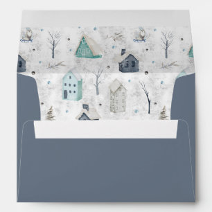Cozy Home Christmas Teal/Blue ID985 Envelope