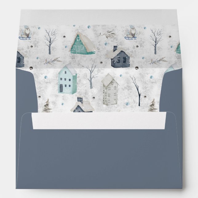 Cozy Home Christmas Teal/Blue ID985 Envelope (Back (Bottom))