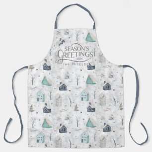 Cozy Home Christmas Teal ID985 Apron