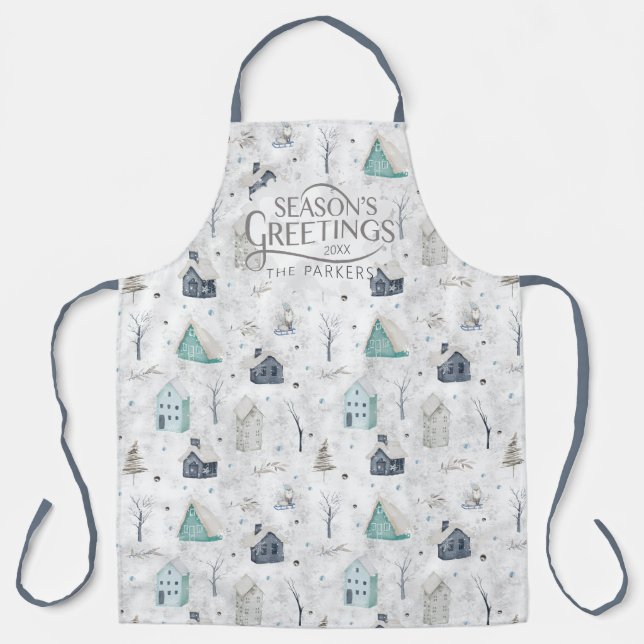 Cozy Home Christmas Teal ID985 Apron (Front)