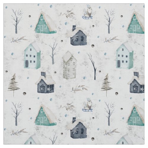 Cozy Home Christmas Teal ID985 Fabric