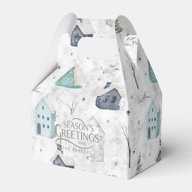 Cozy Home Christmas Teal ID985 Favor Boxes (Front Side)