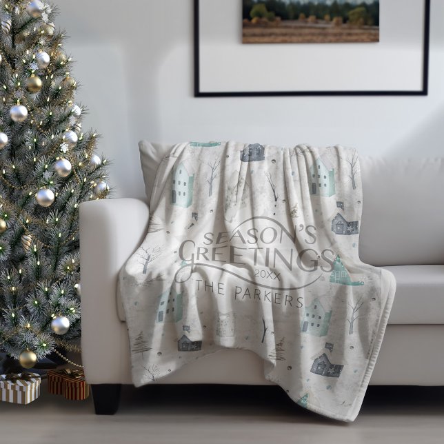Cozy Home Christmas Teal ID985 Fleece Blanket (Creator Uploaded)