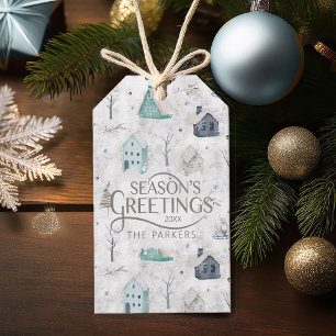 Cozy Home Christmas Teal ID985 Gift Tags