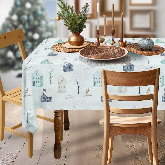Cozy Home Christmas Teal ID985 Tablecloth (Creator Uploaded)