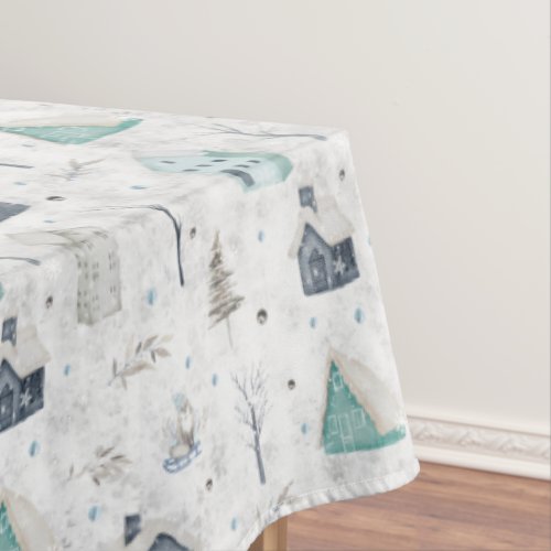 Cozy Home Christmas Teal ID985 Tablecloth