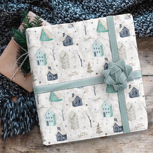 Cozy Home Christmas Teal ID985 Wrapping Paper