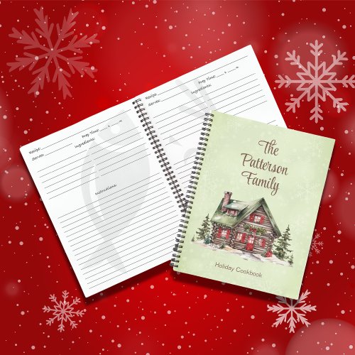 Cozy Home Family Holiday Cookbook Recipe Green Notebook