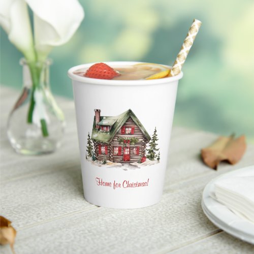 Cozy Home For Christmas Cabin Winter Holiday Paper Cups