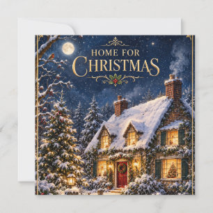 Cozy Home for Christmas , Elegant Snowy House  Save The Date