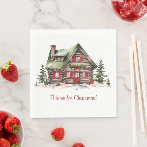 Cozy Home For Christmas Winter Holiday Cabin Napkins
