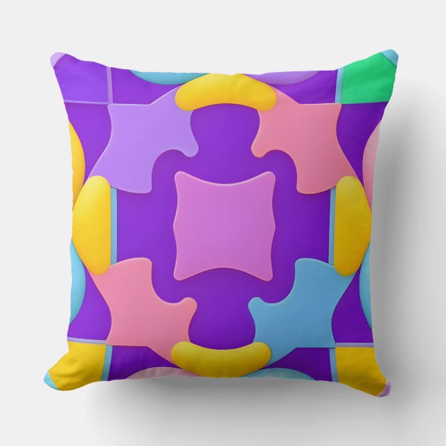 Cozy home Geometric Abstract Purple Modern decor Throw Pillow (Front)