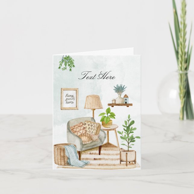 Cozy home interior with plants  card (Front)