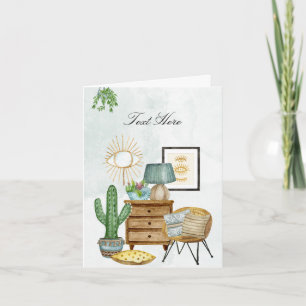 Cozy home interior with plants card