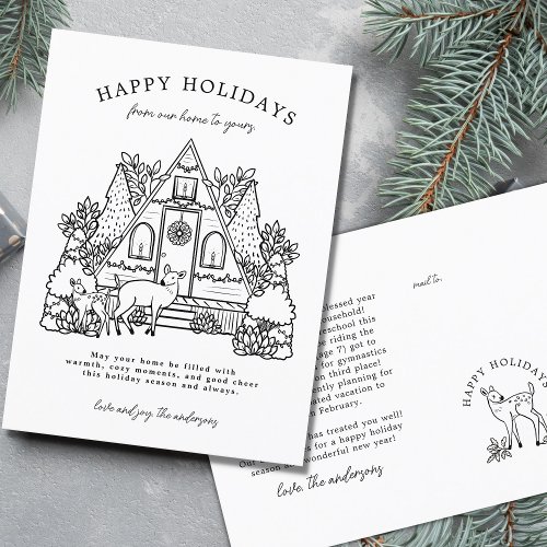 Cozy Home with Deer Holiday Postcard