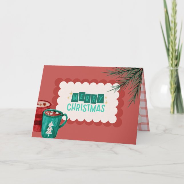 Cozy Hot Chocolate Christmas Card Personalized  (Front)