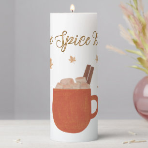 Cozy Hot Chocolate & Fall Leaves Pillar Candle