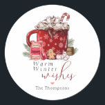 Cozy Hot Chocolate Warm Winter Wishes Christmas Classic Round Sticker<br><div class="desc">Cozy Hot Chocolate Warm Winter Wishes Christmas Classic Round Sticker

This is a perfect sticker for hot chocolate bombs and to deliver warm winter wishes to that special person.</div>