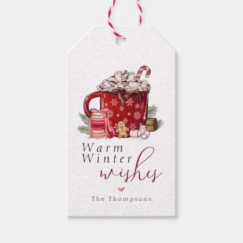 Cozy Hot Chocolate Warm Winter Wishes Christmas    Gift Tags