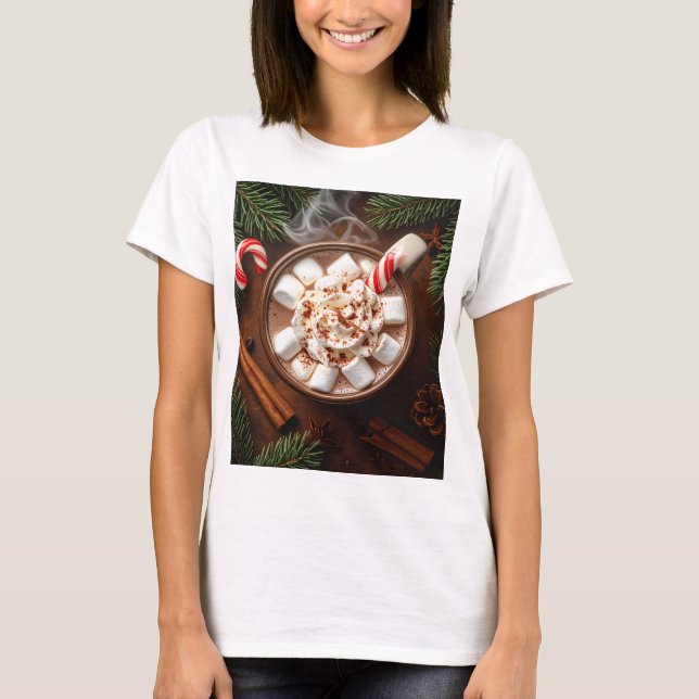 Cozy Hot Chocolate with Marshmallows - Festive T-Shirt (Front)