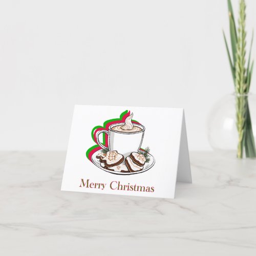 cozy hot christmas drink holiday card