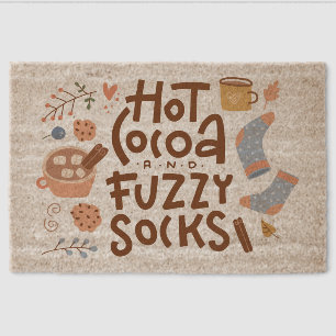 Cozy Hot Cocoa and Fuzzy Socks Design Fiber Doormat