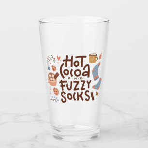 Cozy Hot Cocoa and Fuzzy Socks Design Glass
