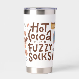 Cozy Hot Cocoa and Fuzzy Socks Design Insulated Tumbler